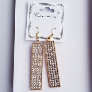 Gold Rectangular Dangling Earrings